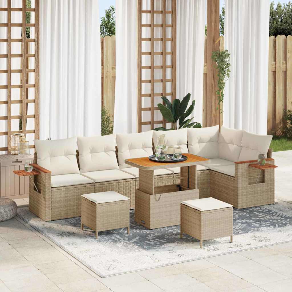 Set Divano da Giardino 11 pcs Beige e Crema polyrattan | homemem39