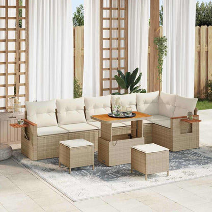 Set Divano da Giardino 11 pz 9-Numero di posti Beige e Crema