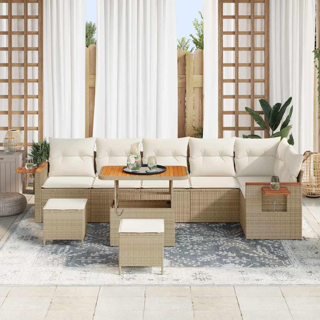 Set Divano da Giardino 11 pcs Beige e Crema polyrattan | homemem39