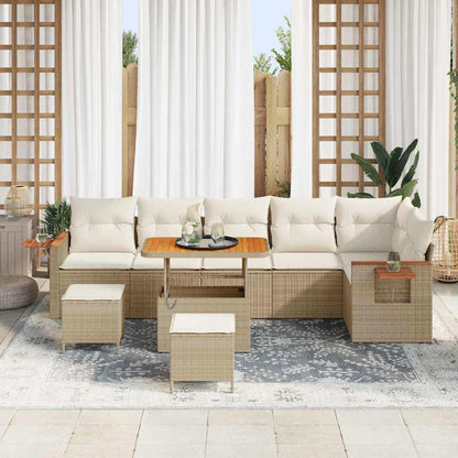 Set Divano da Giardino 11 pcs Beige e Crema polyrattan | homemem39