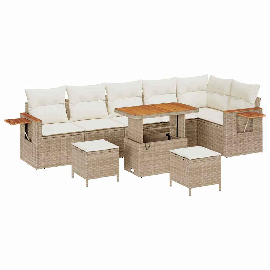 Set Divano da Giardino 11 pcs Beige e Crema polyrattan | homemem39