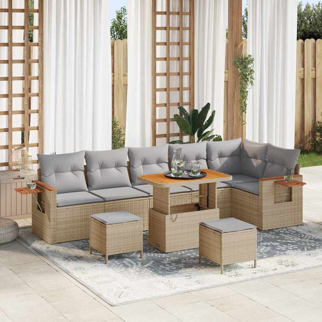 Set Divano da Giardino 11 pcs Beige e Grigio Chiaro polyrattan | homemem39