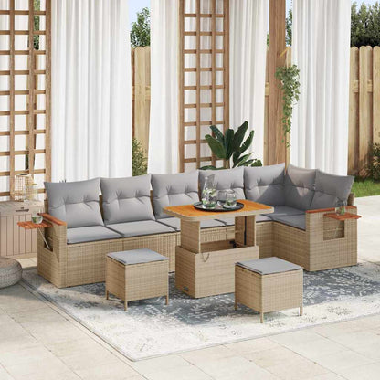 Set Divano da Giardino 11 pcs Beige e Grigio Chiaro polyrattan | homemem39