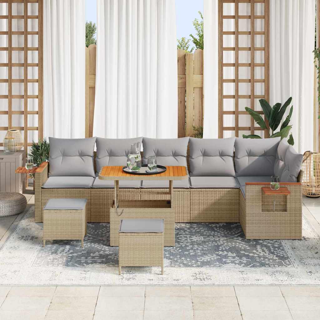 Set Divano da Giardino 11 pcs Beige e Grigio Chiaro polyrattan | homemem39