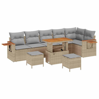 Set Divano da Giardino 11 pcs Beige e Grigio Chiaro polyrattan | homemem39
