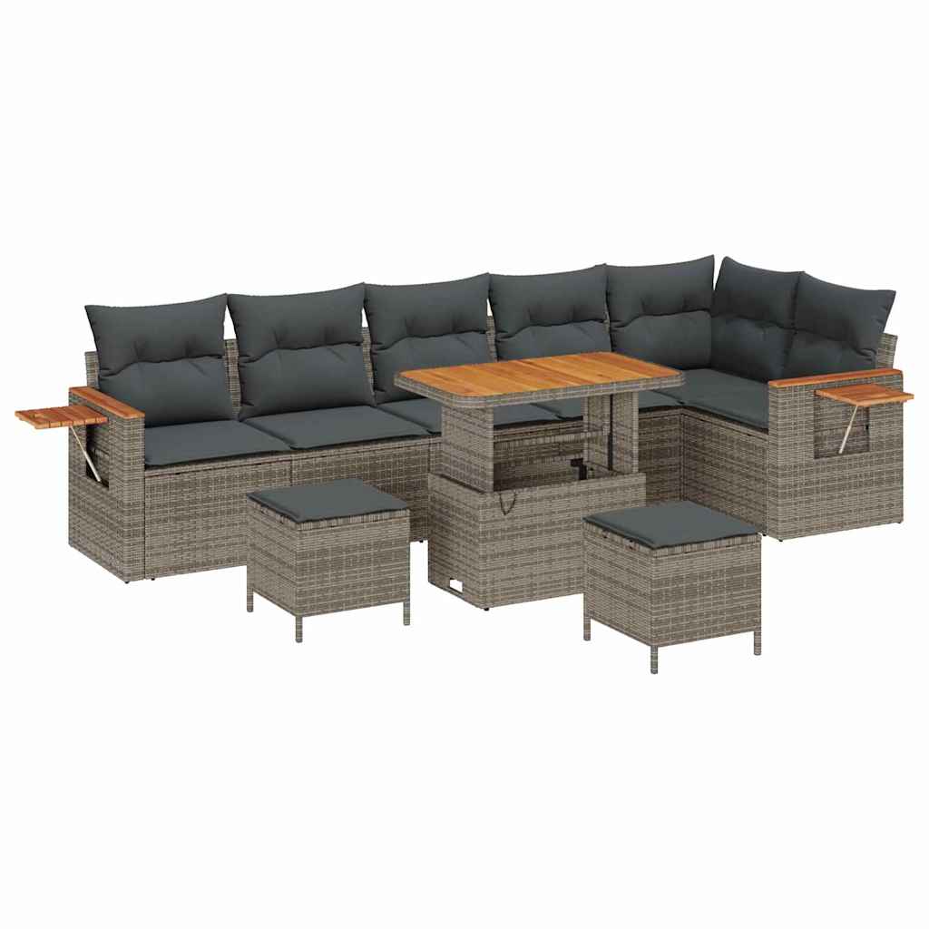 Set Divano da Giardino con cuscino 11 pcs Grigio polyrattan