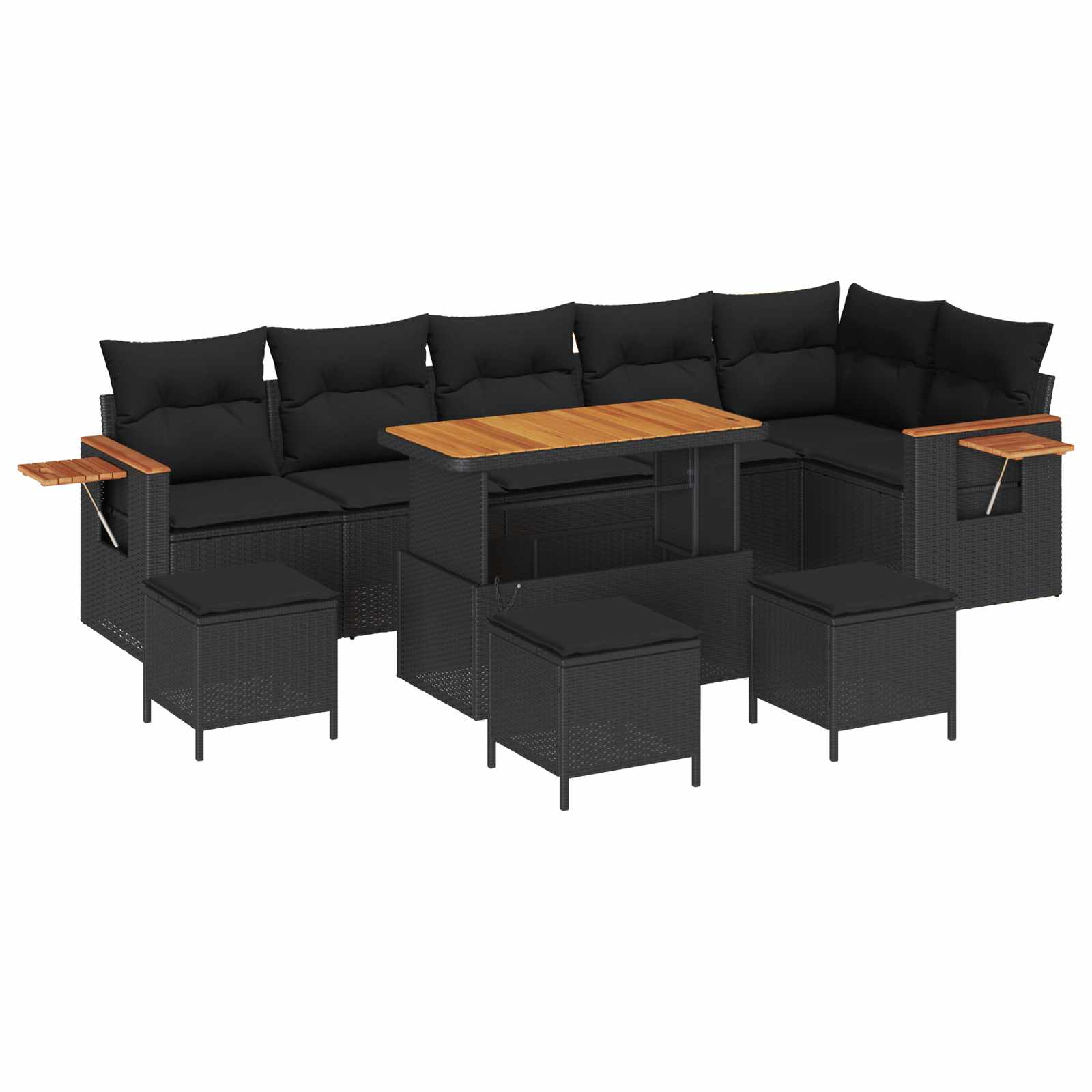 Set Divano da Giardino con cuscino 12 pcs Nero polyrattan | homemem39