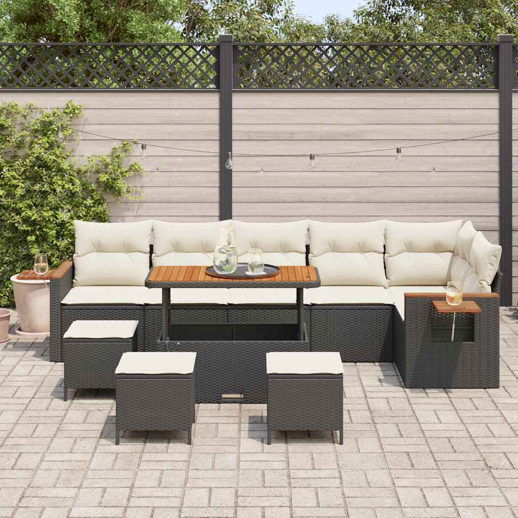 Set Divano da Giardino 12 pcs Nero e Crema polyrattan | homemem39