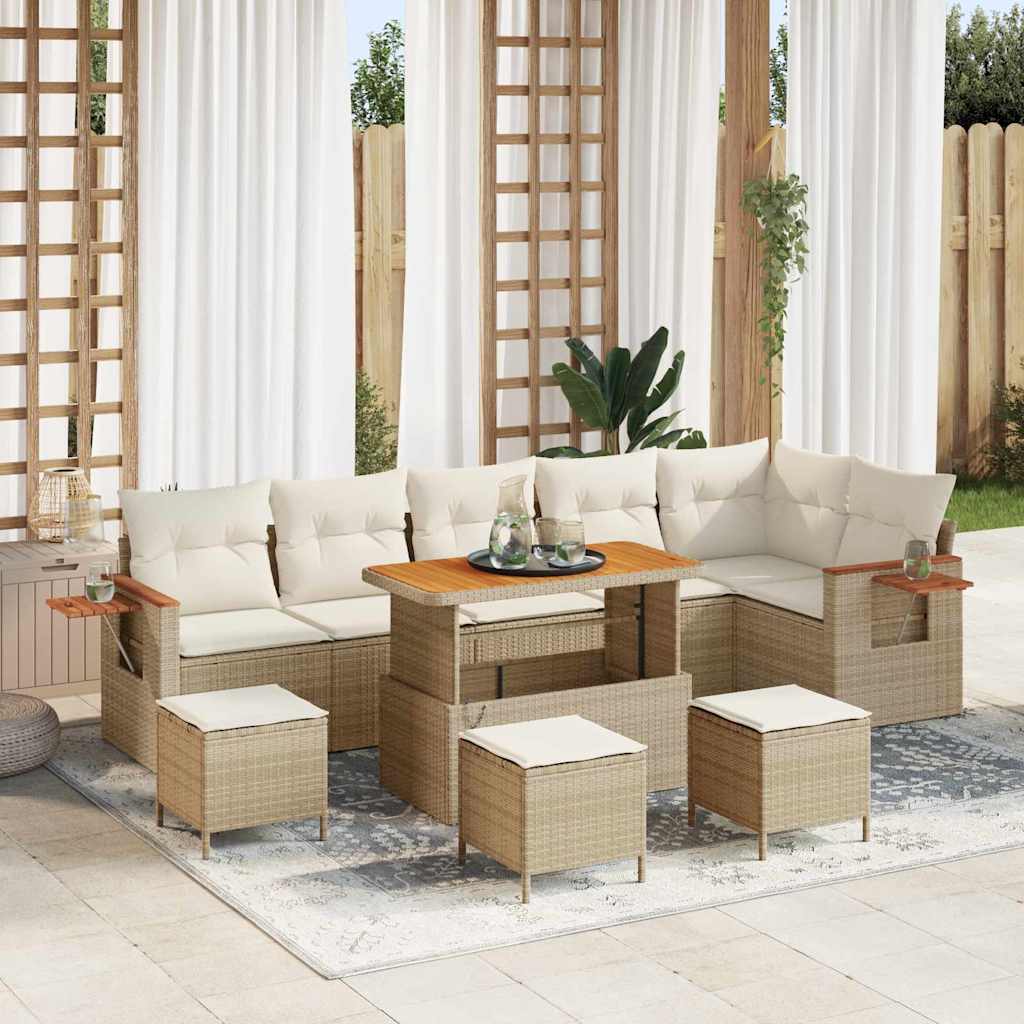 Set Divano da Giardino 12 pcs Beige e Crema polyrattan | homemem39