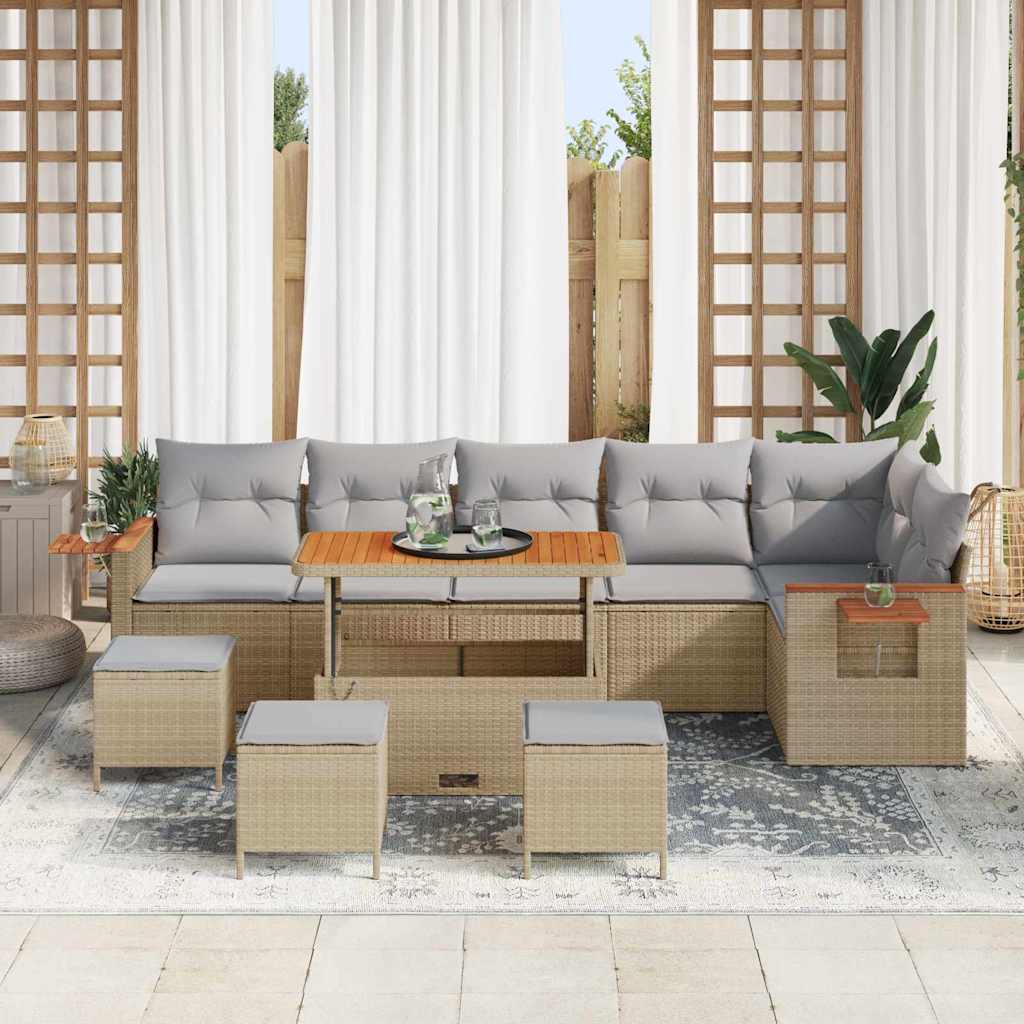 Set Divano da Giardino 12 pcs Beige e Grigio Chiaro polyrattan | homemem39