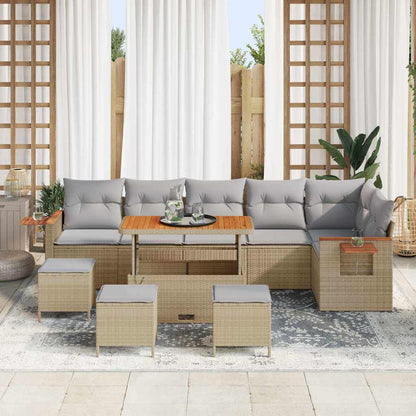 Set Divano da Giardino 12 pcs Beige e Grigio Chiaro polyrattan | homemem39
