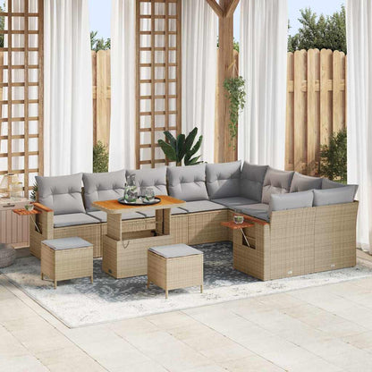 Set Divano da Giardino 13 pcs Beige e Grigio Chiaro polyrattan
