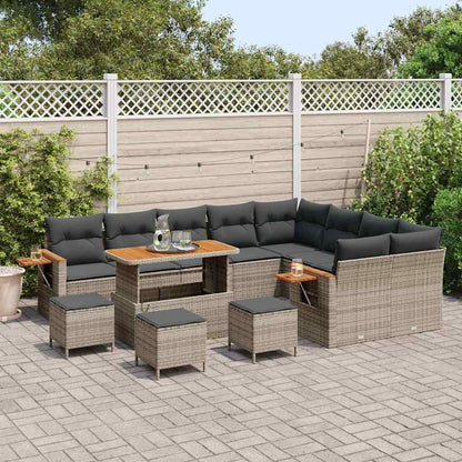 Set Divano da Giardino con cuscino 14 pcs Grigio polyrattan | homemem39