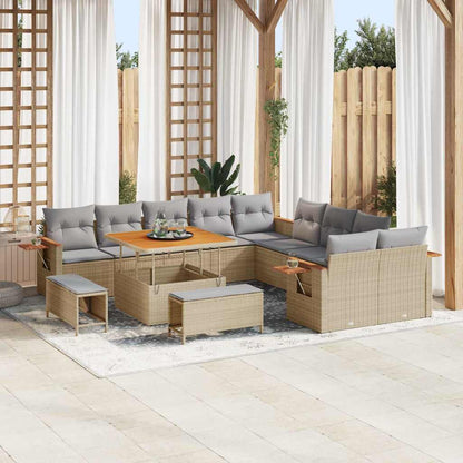 Set Divano da Giardino 17 pcs Beige e Grigio Chiaro polyrattan | homemem39