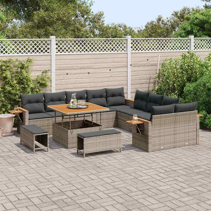 Set Divano da Giardino con cuscino 17 pcs Grigio polyrattan | homemem39