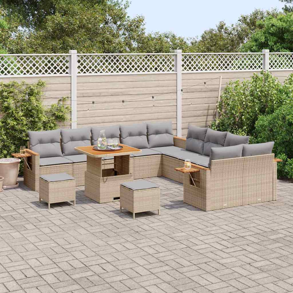 Set Divano da Giardino 17 pcs Beige e Grigio Chiaro polyrattan | homemem39