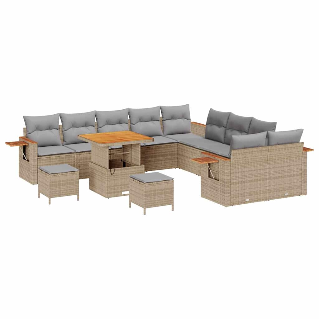 Set Divano da Giardino 17 pcs Beige e Grigio Chiaro polyrattan | homemem39