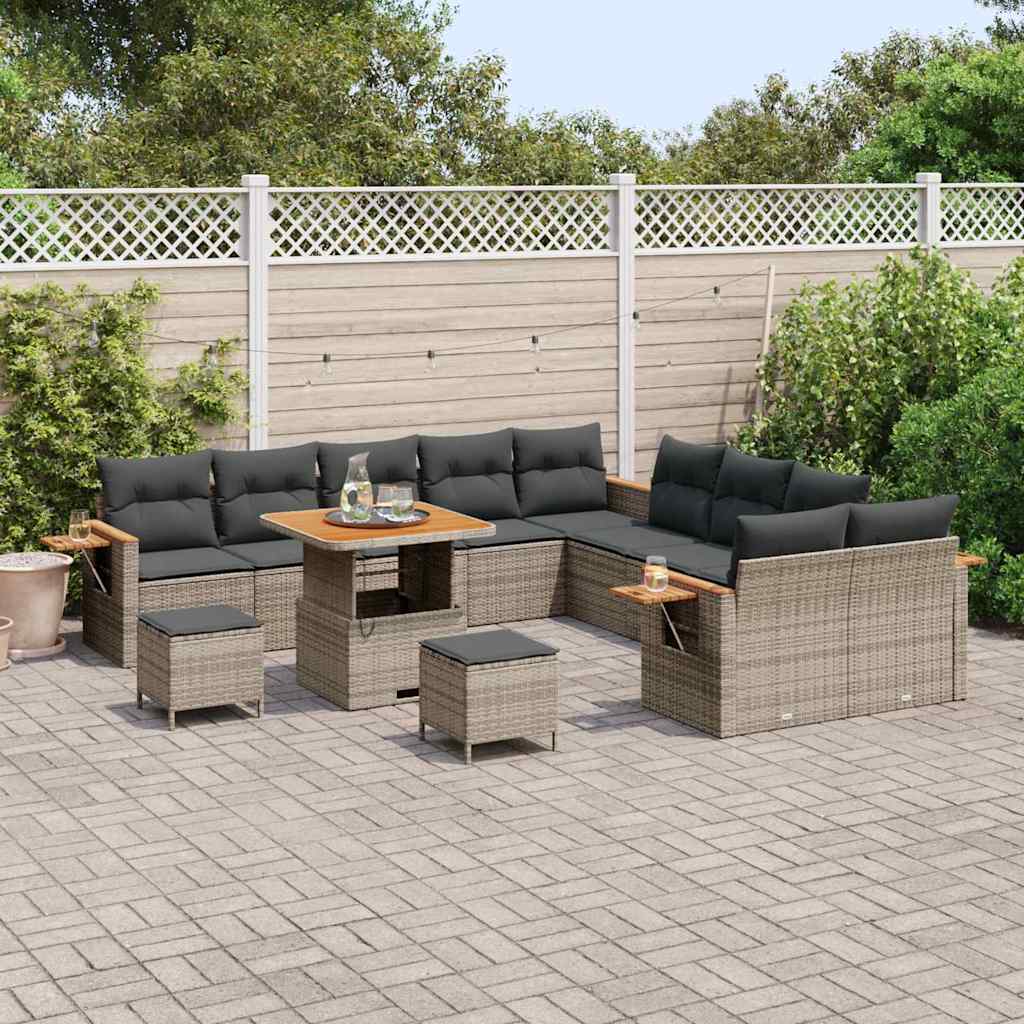 Set Divano da Giardino con cuscino 17 pcs Grigio polyrattan | homemem39