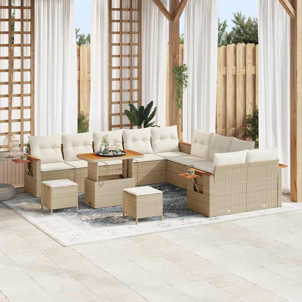 Set Divano da Giardino 17 pcs Beige e Crema polyrattan | homemem39
