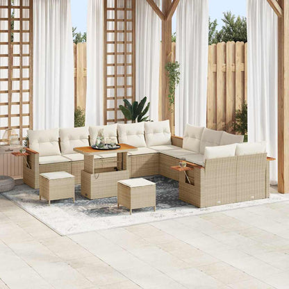 Set Divano da Giardino 17 pcs Beige e Crema polyrattan | homemem39