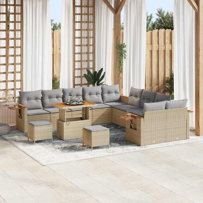 Set Divano da Giardino 17 pcs Beige e Grigio Chiaro polyrattan | homemem39