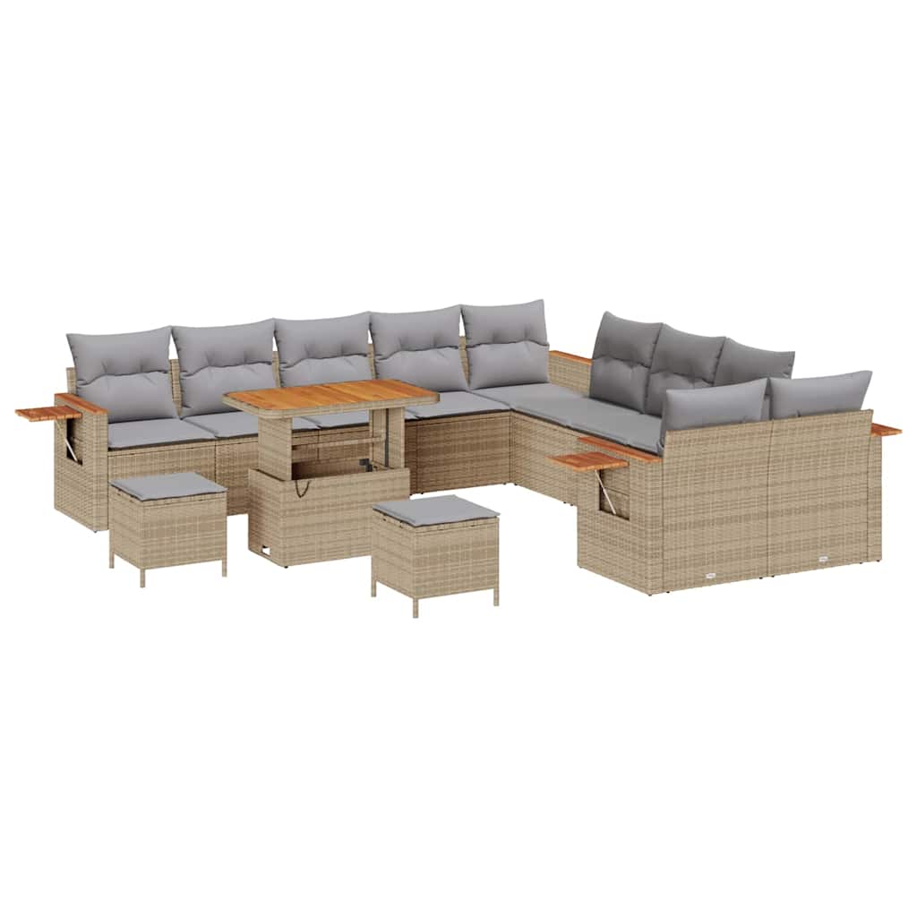 Set Divano da Giardino 17 pcs Beige e Grigio Chiaro polyrattan | homemem39
