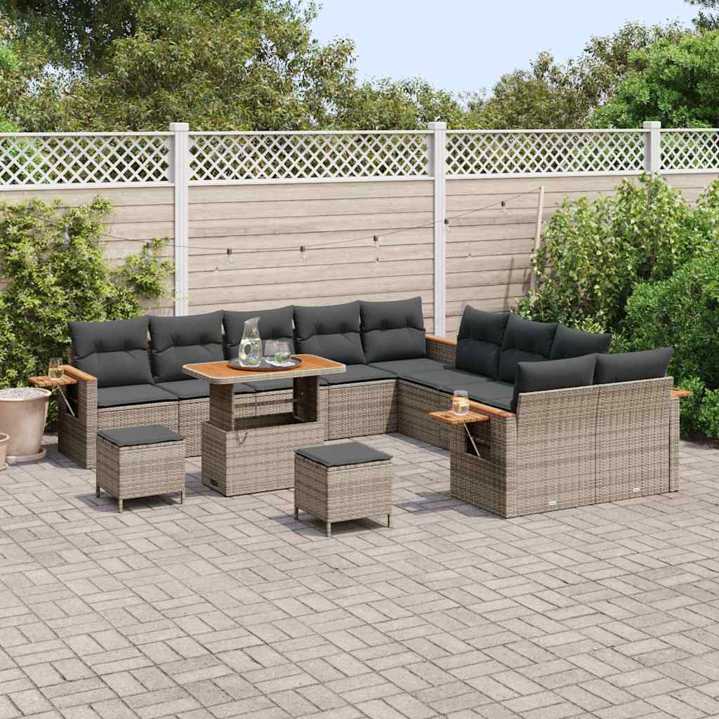 Set Divano da Giardino con cuscino 17 pcs Grigio polyrattan | homemem39