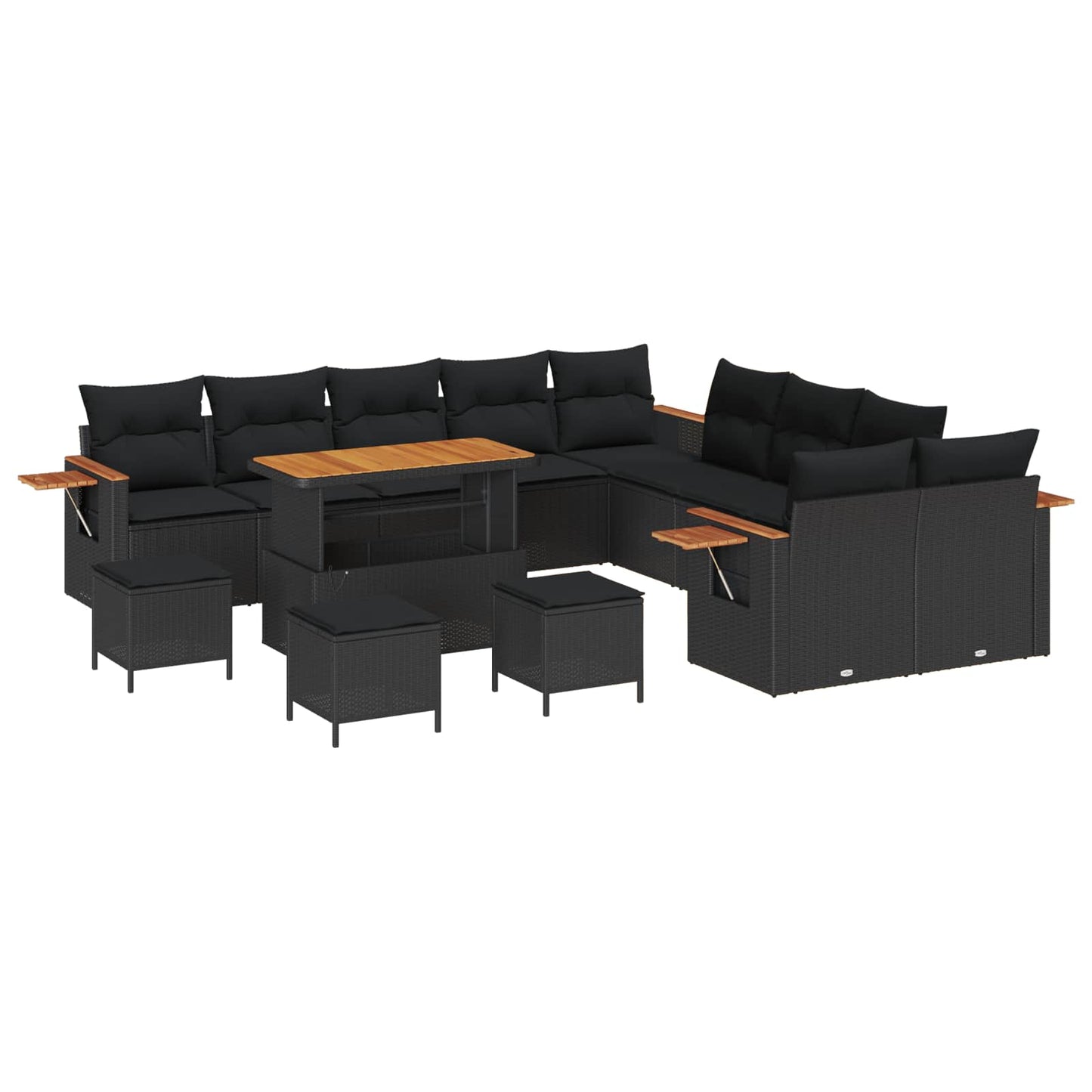 Set Divano da Giardino con cuscino 18 pcs Nero polyrattan | homemem39