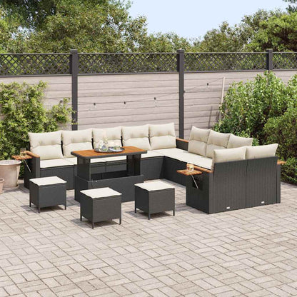 Set Divano da Giardino 18 pcs Nero e Crema polyrattan | homemem39