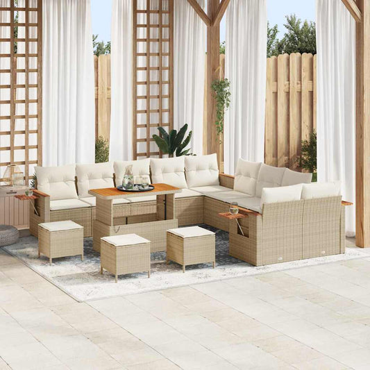 Set Divano da Giardino 18 pcs Beige e Crema polyrattan