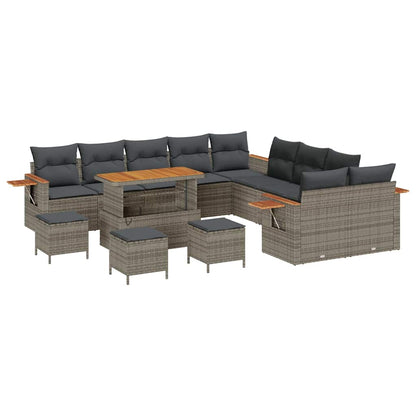 Set Divano da Giardino con cuscino 18 pcs Grigio polyrattan | homemem39