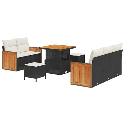 Set Divano da Giardino 10 pcs Nero e Crema polyrattan | homemem39