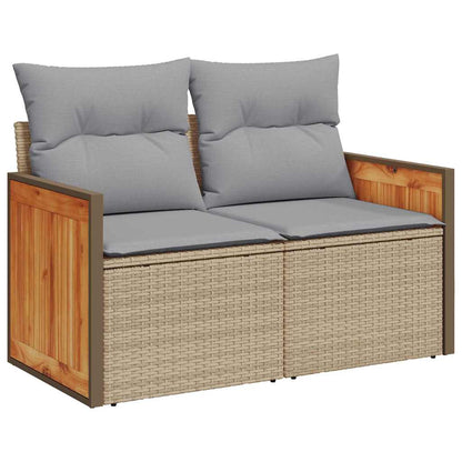 Set Divano da Giardino con cuscino Beige Poly Rattan