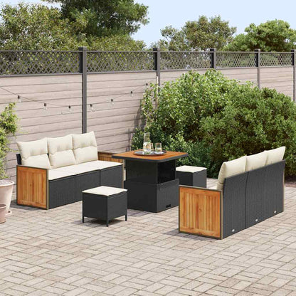 Set Divano da Giardino 11 pcs Nero e Crema polyrattan | homemem39