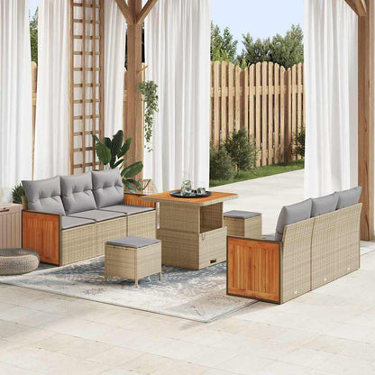 Set Divano da Giardino 11 pcs Beige e Grigio Chiaro polyrattan