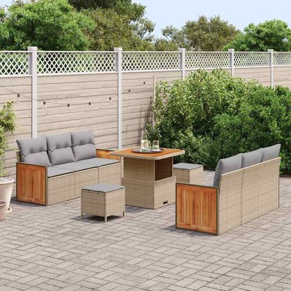Set Divano da Giardino 11 pcs Beige e Grigio Chiaro polyrattan
