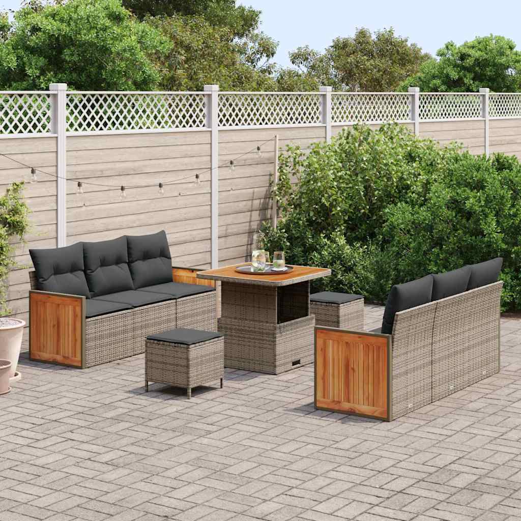 Set Divano da Giardino con cuscino 11 pcs Grigio polyrattan | homemem39