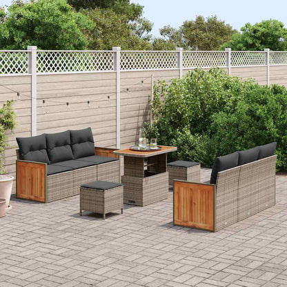 Set Divano da Giardino con cuscino 11 pcs Grigio polyrattan