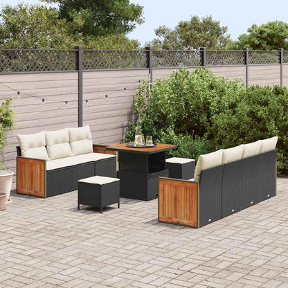 Set Divano da Giardino 13 pcs Nero e Crema polyrattan | homemem39