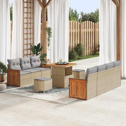 Set Divano da Giardino 13 pcs Beige e Grigio Chiaro polyrattan | homemem39
