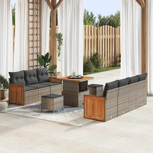 Set Divano da Giardino con cuscino 13 pcs Grigio polyrattan