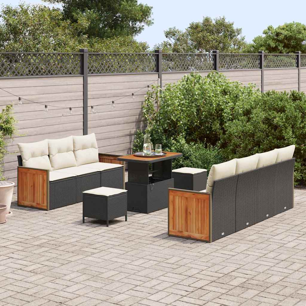 Set Divano da Giardino 13 pcs Nero e Crema polyrattan | homemem39