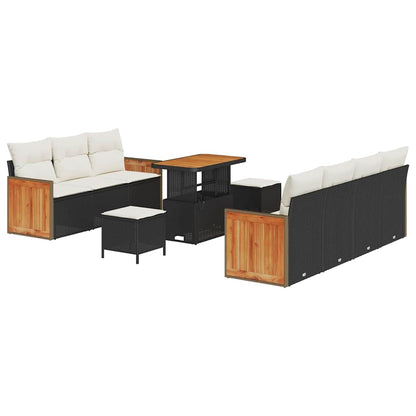 Set Divano da Giardino 13 pcs Nero e Crema polyrattan | homemem39