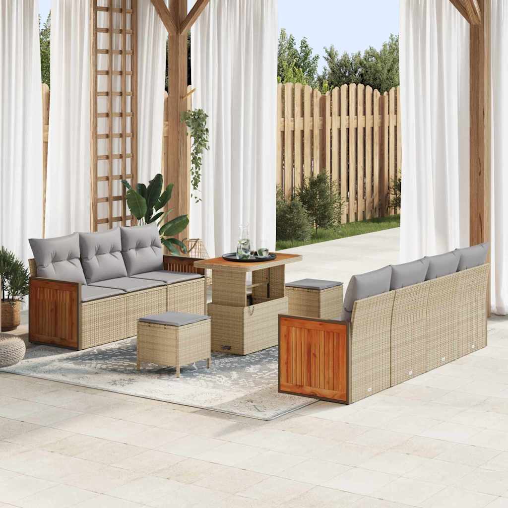 Set Divano da Giardino 13 pcs Beige e Grigio Chiaro polyrattan | homemem39