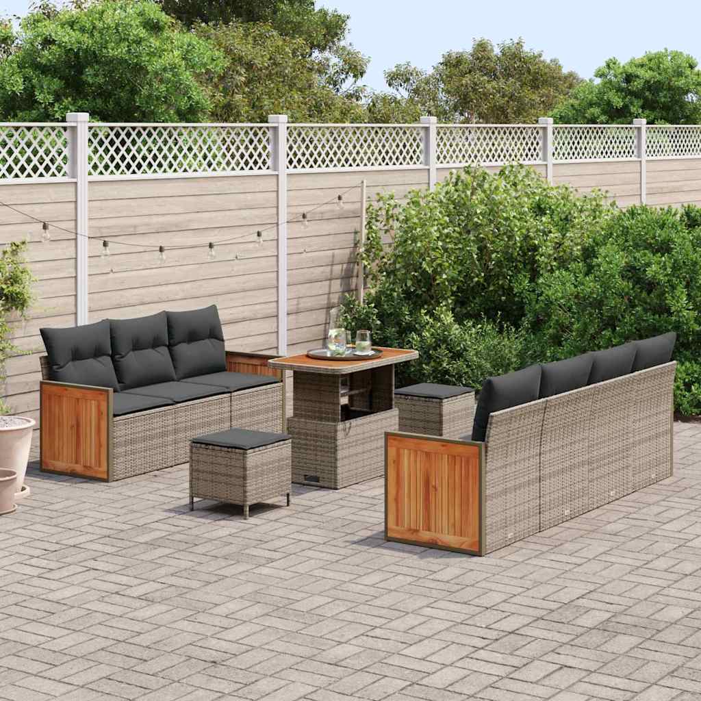 Set Divano da Giardino con cuscino 13 pcs Grigio polyrattan | homemem39
