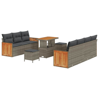 Set Divano da Giardino con cuscino 13 pcs Grigio polyrattan | homemem39