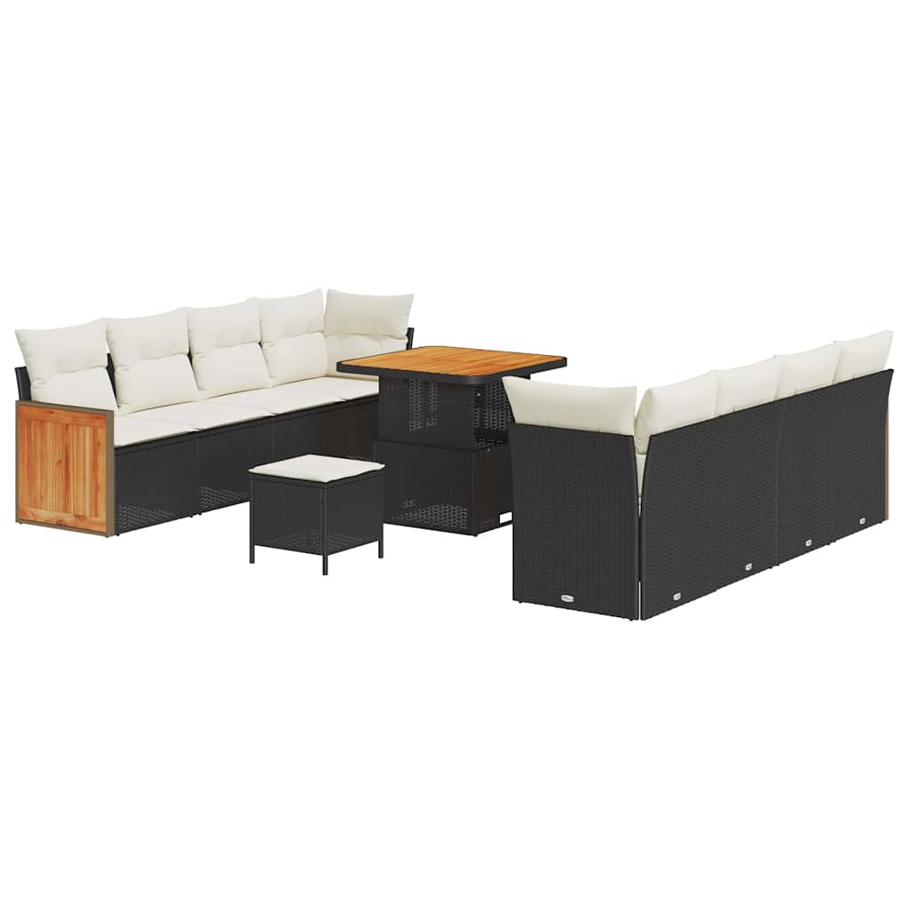 Set Divano da Giardino 12 pcs Nero e Crema polyrattan | homemem39