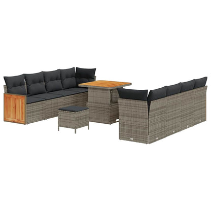 Set Divano da Giardino con cuscino 11 pcs Grigio polyrattan | homemem39