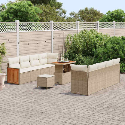 Set Divano da Giardino 12 pcs Beige e Crema polyrattan | homemem39