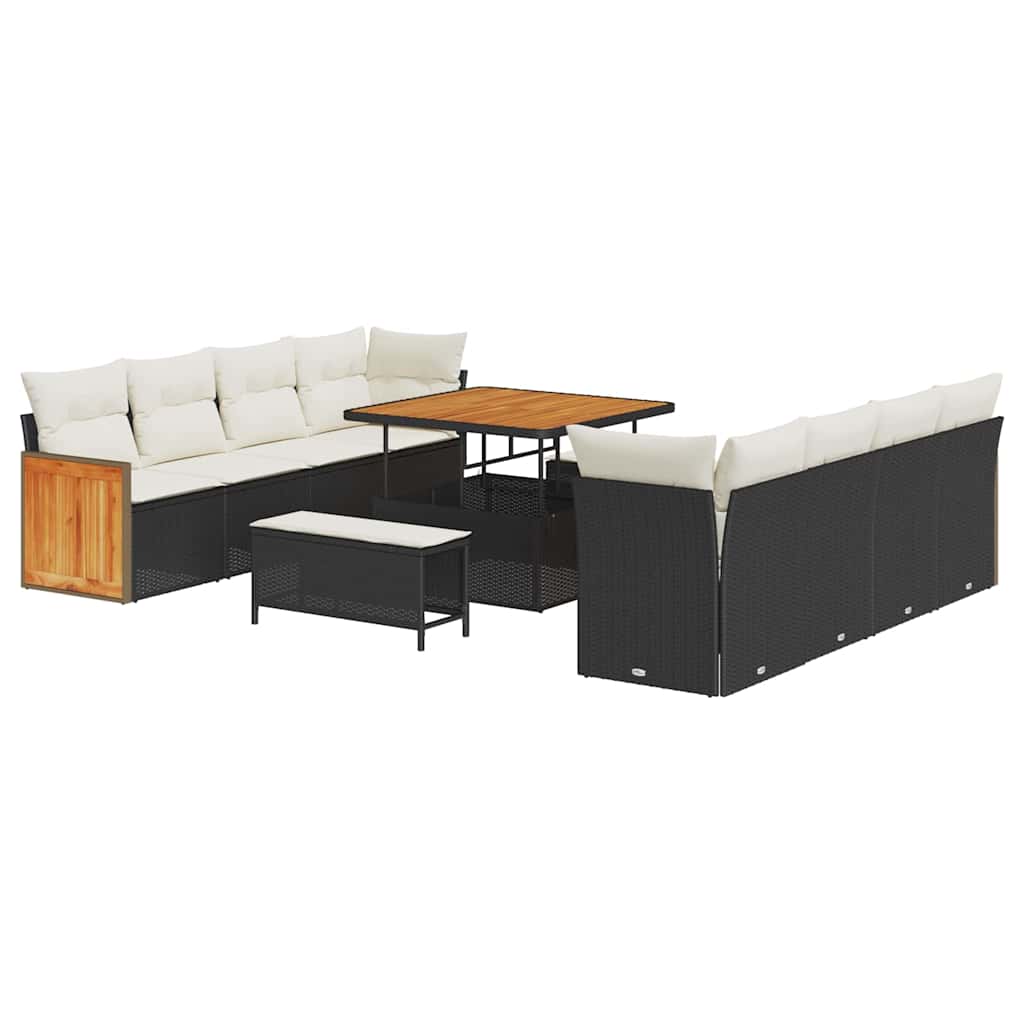 Set Divano da Giardino Nero e Crema 231 x 224 x 85 cm | homemem39
